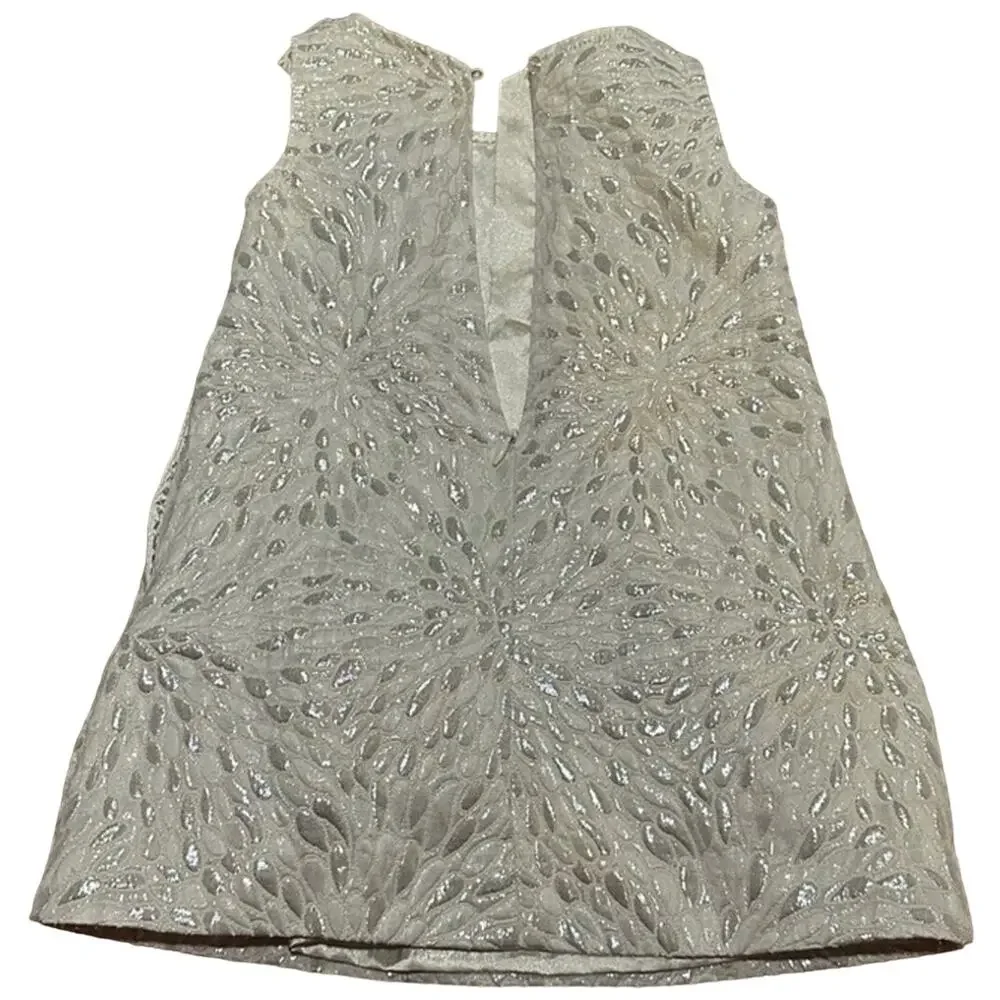 Baby Gap  12-18 Months WHITE & SILVER SLEEVELESS Floral Shimmer Dress | EUC